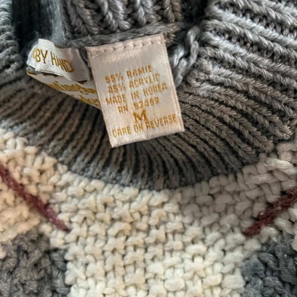 Huntington Ridge x Vintage 90s Knitted By Hand Heart Tassel Folk Sweater